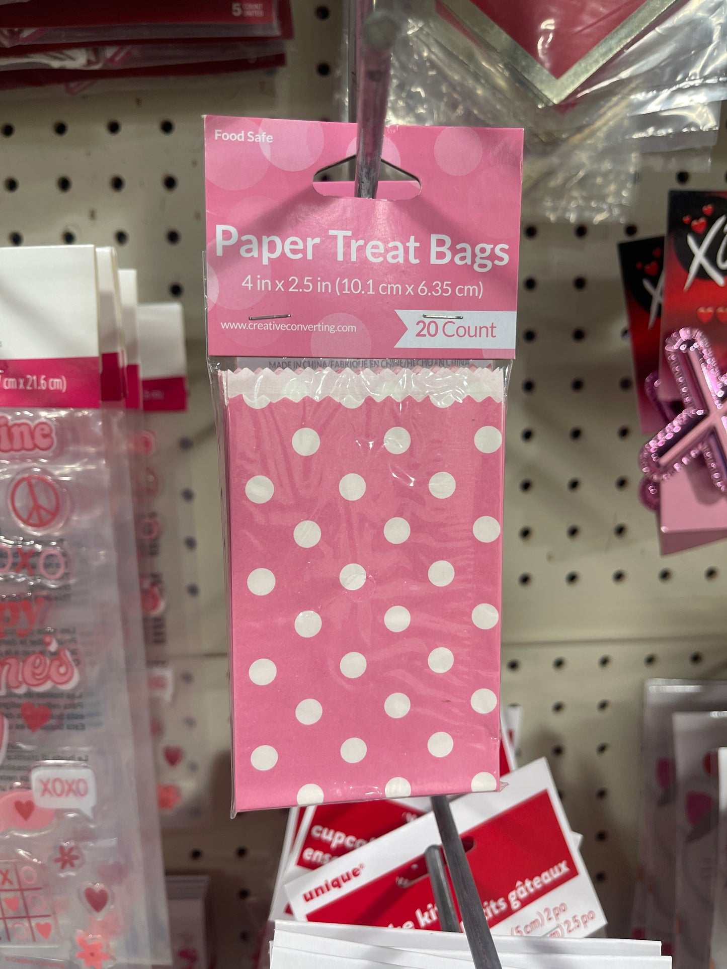 Paper Treat Bag Dots Candy Pink Small