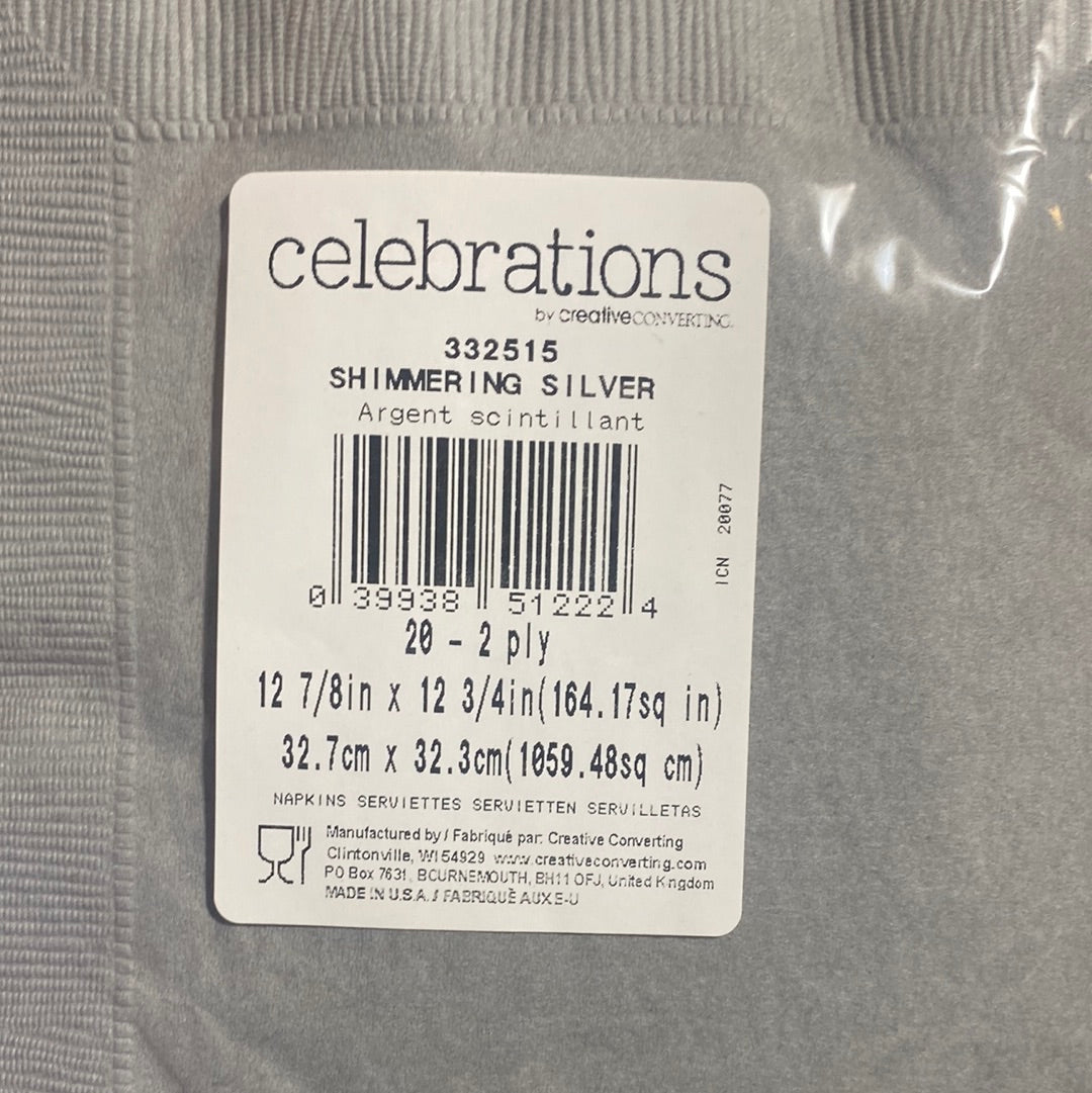 Servilletas Shimmering Silver 12” (20u)
