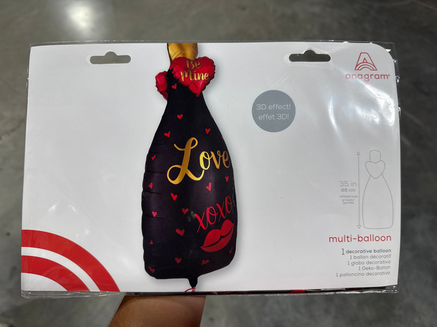 Globo Valentine Botella 3D Effect 35"