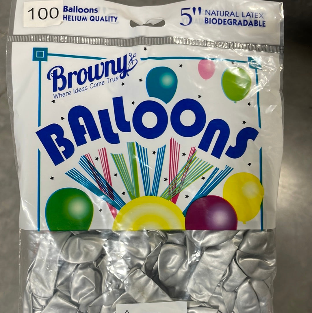 Globos 5” 100pcs - Chrome Silver