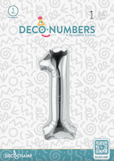 DECO NUMBER “1” SILVER 34IN BY DECOCHAMP