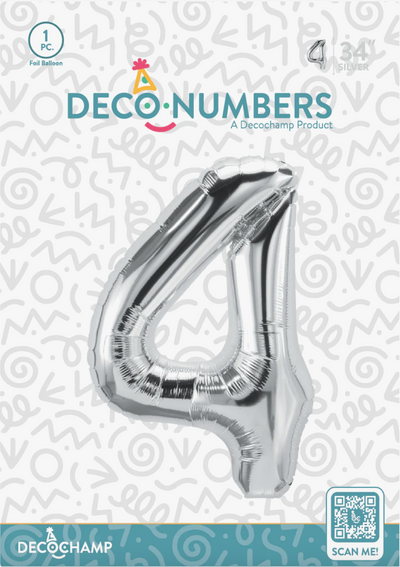 Deco Number “4” Silver 34IN By Decochamp
