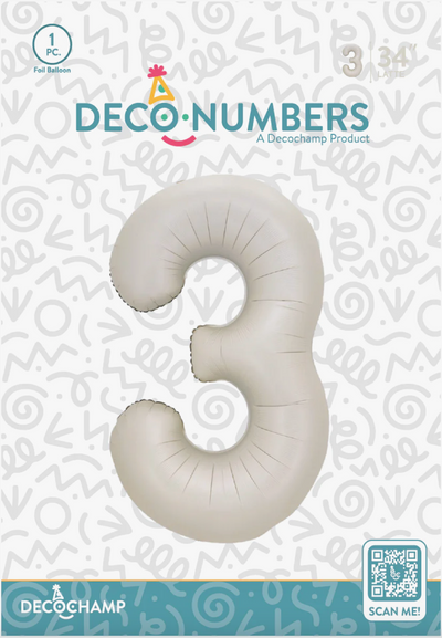 Deco Number “3” Metallic Latte 34IN By Decochamp
