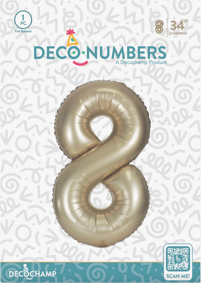 DECO NUMBER “8” CHAMPAGNE 34IN BY DECOCHAMP