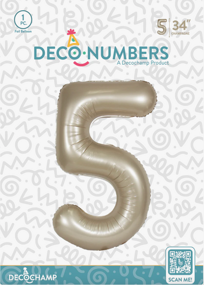 DECO NUMBER “5” CHAMPAGNE 34IN BY DECOCHAMP
