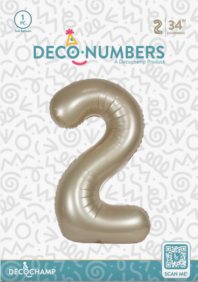 DECO NUMBER “2” CHAMPAGNE 34IN BY DECOCHAMP