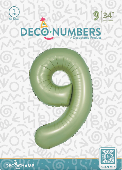DECO NUMBER “9” OLIVE GREEN 34IN BY DECOCHAMP