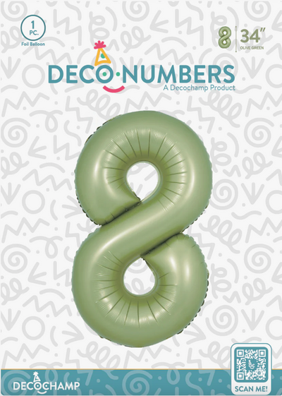 DECO NUMBER “8” OLIVE GREEN 34IN BY DECOCHAMP