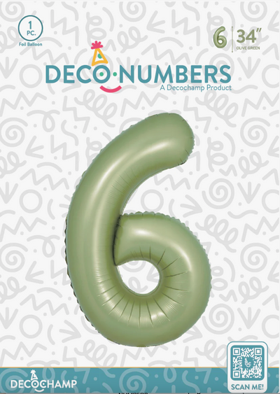 DECO NUMBER “6” OLIVE GREEN 34IN BY DECOCHAMP