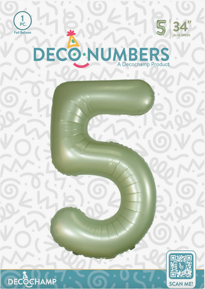 DECO NUMBER “5” OLIVE GREEN 34IN BY DECOCHAMP