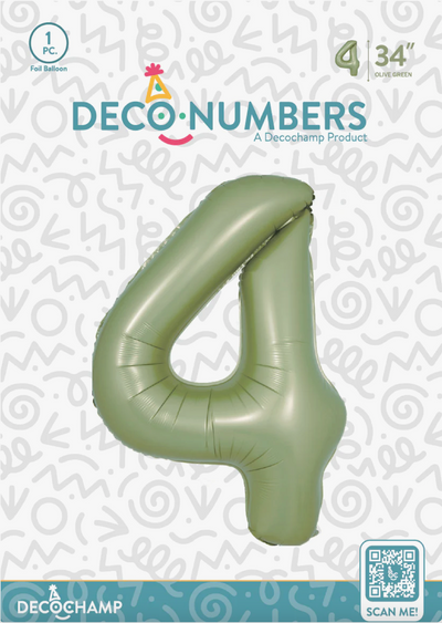 DECO NUMBER “4” OLIVE GREEN 34IN BY DECOCHAMP
