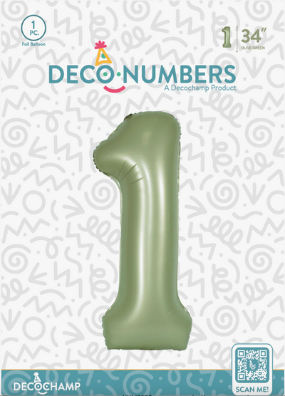 DECO NUMBER “1” OLIVE GREEN 34IN BY DECOCHAMP