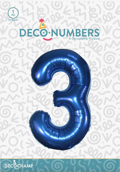 DECO NUMBER “3” NAVY BLUE 34IN BY DECOCHAMP