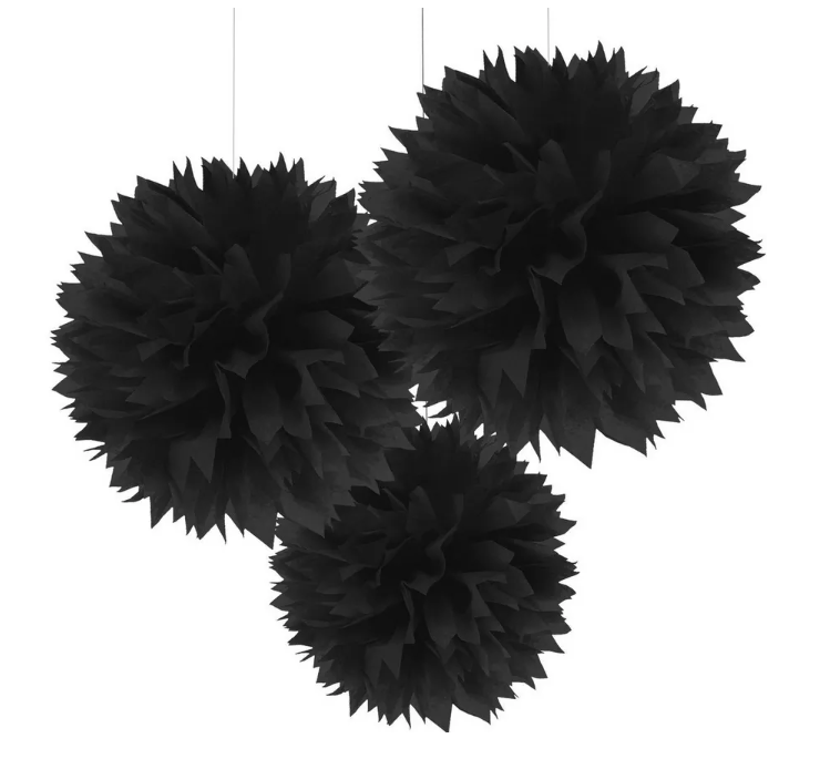 POM POM NEGRO ESPONJOSO (3 UNIDADES) COLGANTE