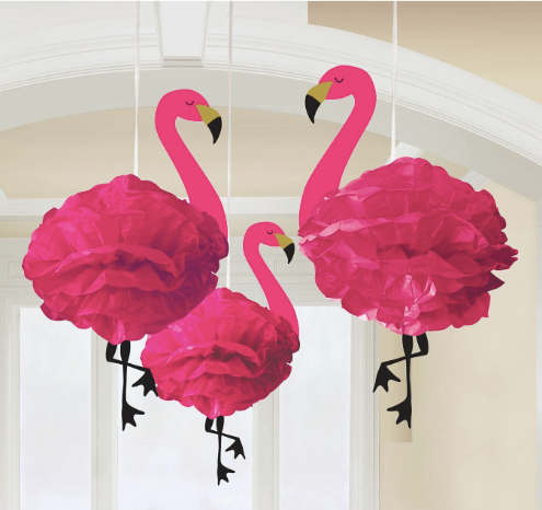 Decoracion Flamencos Rosados Esponjosos Colgantes