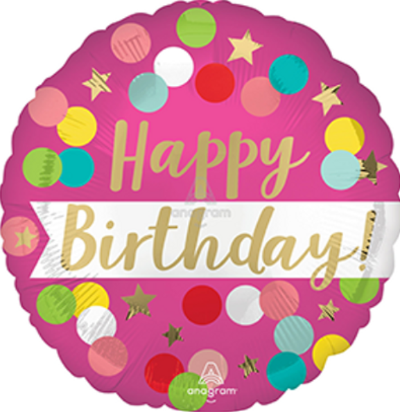 18" BIRTHDAY PINK CONFETTI