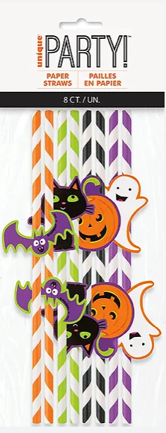 Halloween Pumpkin Paper Straws (x8u)