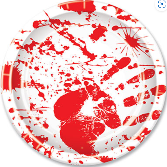 Halloween Bloody Handprints Plates 9" (x8u)