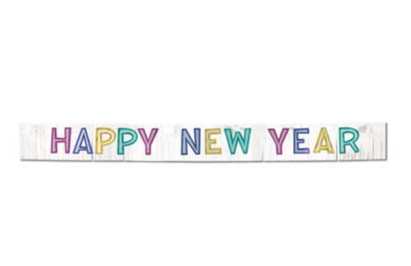 Metallic Happy New Year Banner