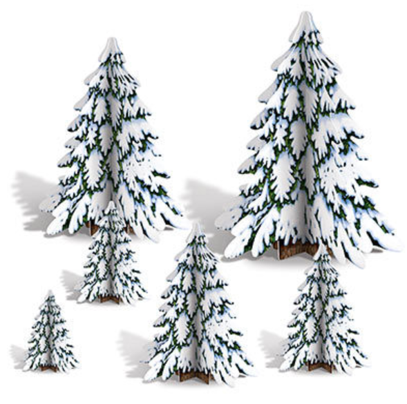 Xmas 3-D Winter Pine Tree Centerpieces