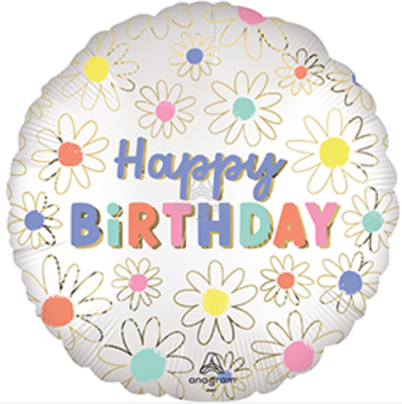 18" SATIN DAISIES HAPPY BIRTHDAY