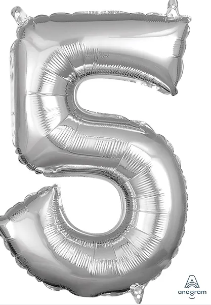 Balloon Air-Filled Number "5"- Silver