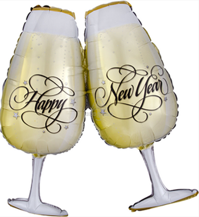 New Year Toasting Champagne Supershape Balloon