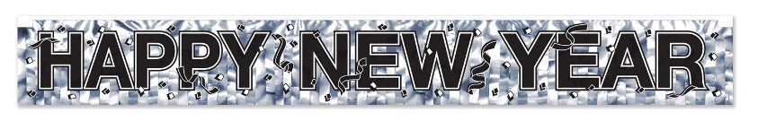 Metallic Happy New Year Fringe Banner - Silver