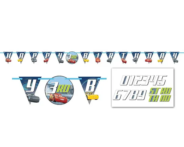 DISNEY CARS 3 Jumbo Add-An-Age Letter Banner