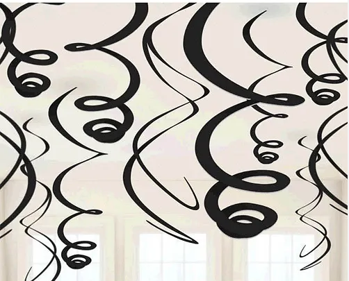 Swirl Decorations Black (x12u)