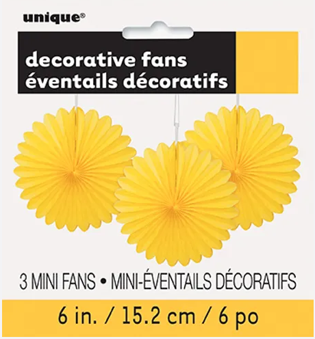 PAPER FANS 6 YELLOW