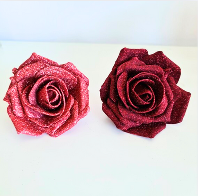 Clips con Rosas Brillantes – Rojo y Rosa (x4u)