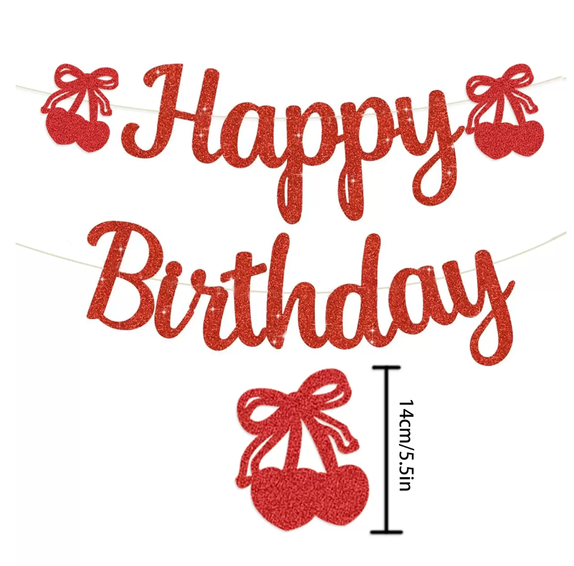 Cherry Party Banner "Happy Birthday" (x1u)