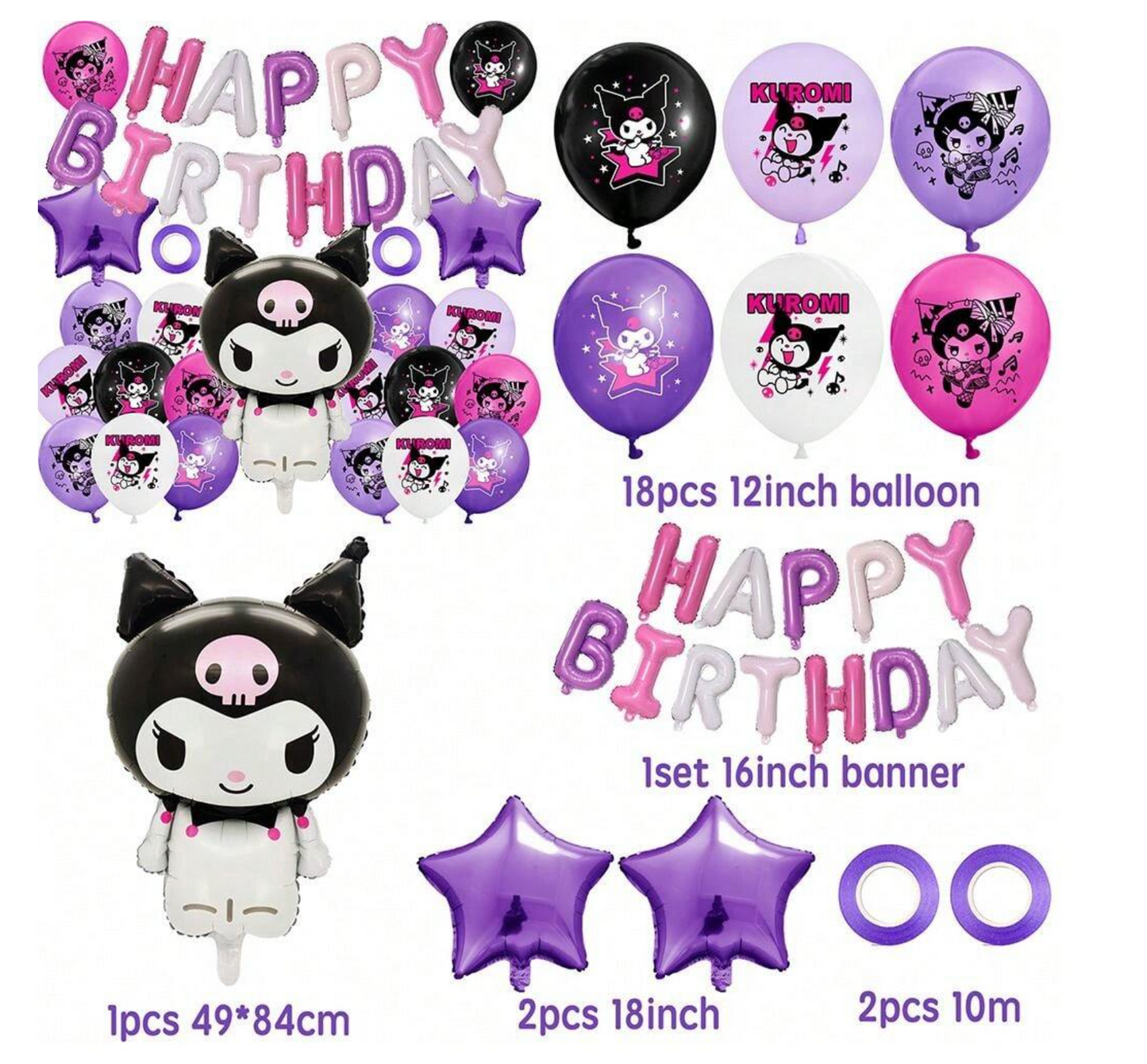Kuromi Pack Globos (x24u)