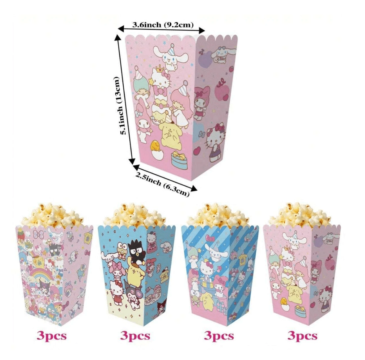 Hello Kitty and Friends Popcorn Boxes (x12u)