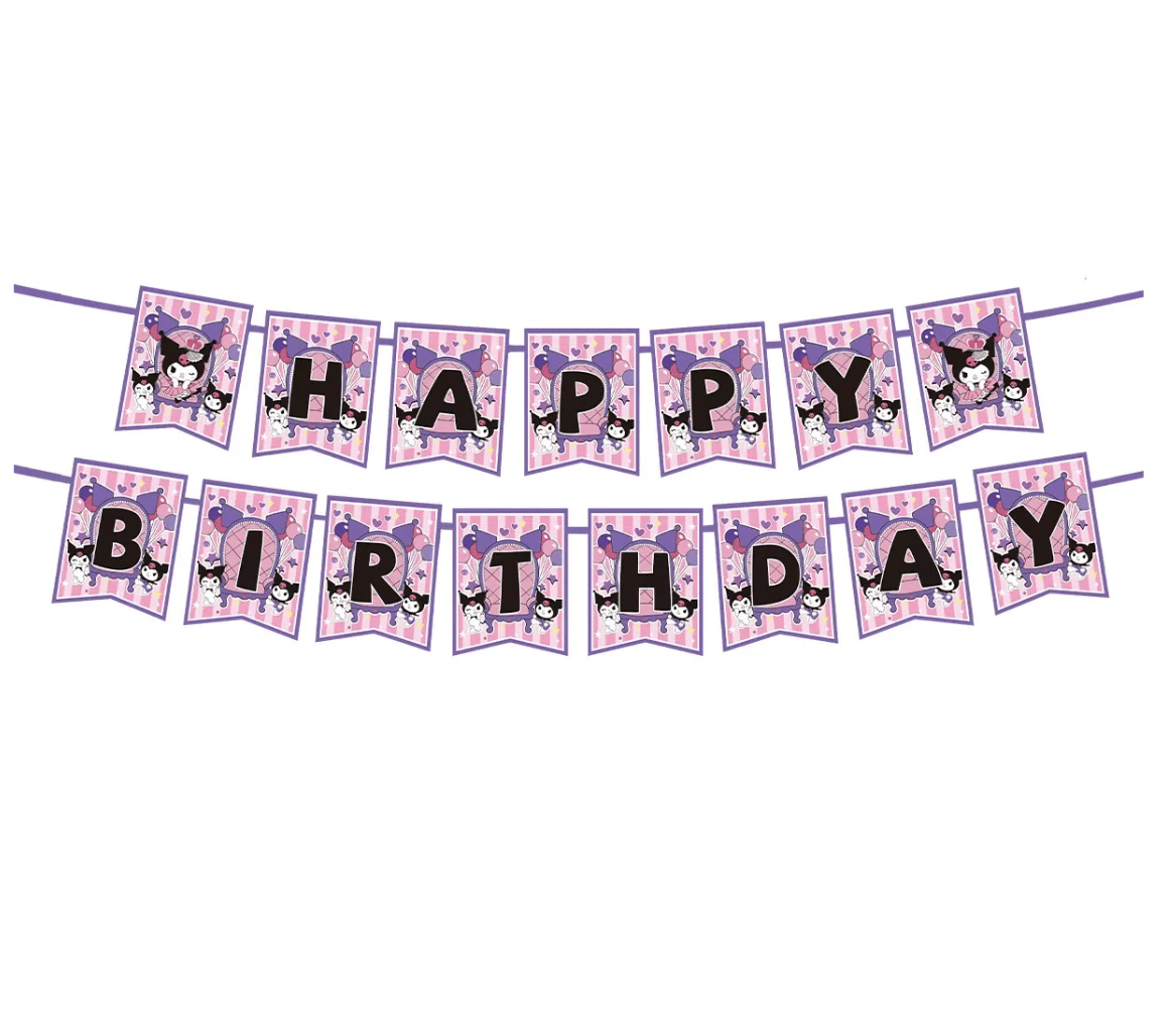 Banderin Kuromi Trono "Happy Birthday" (x1u)