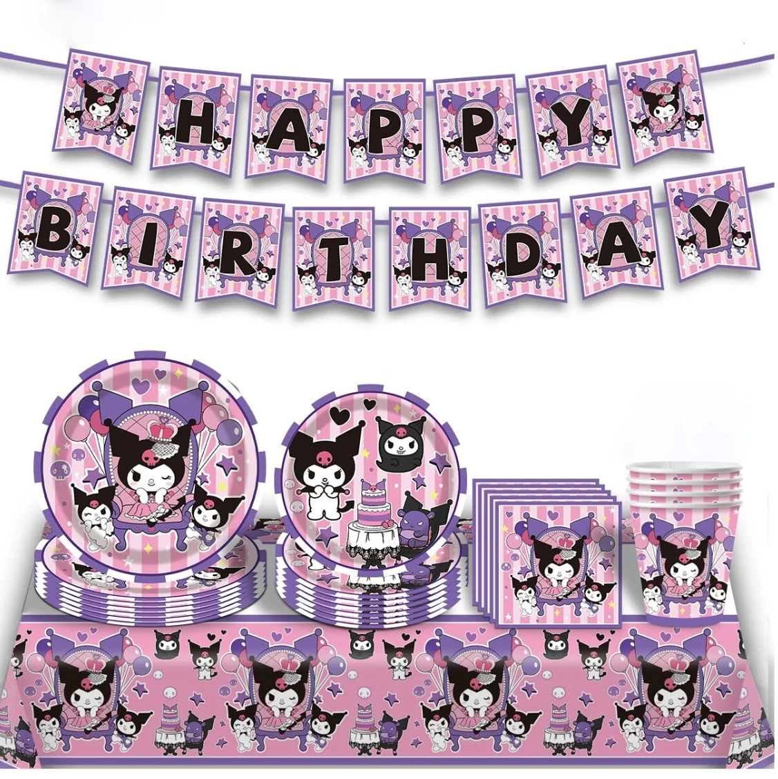 Banderin Kuromi Trono "Happy Birthday" (x1u)