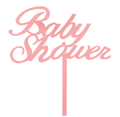 Acrylic Mirrored Cake Topper 5¾” "BABY SHOWER" - Pink