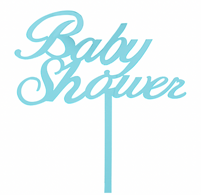 Acrylic Mirrored Cake Topper 5¾” "BABY SHOWER" - Blue