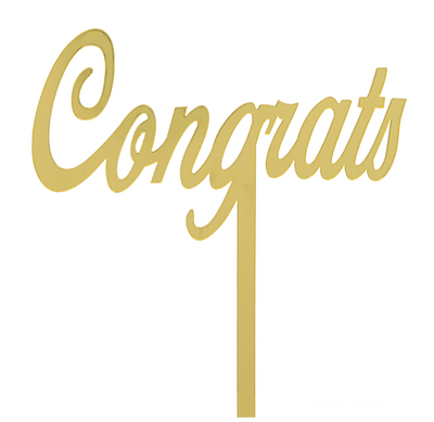 Acrylic Mirrored Cake Topper 4¼” "CONGRATS" - Gold