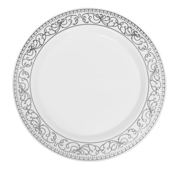 Deluxe Plate With Hot Stamping Edge 10" 20pc/pack - Silver