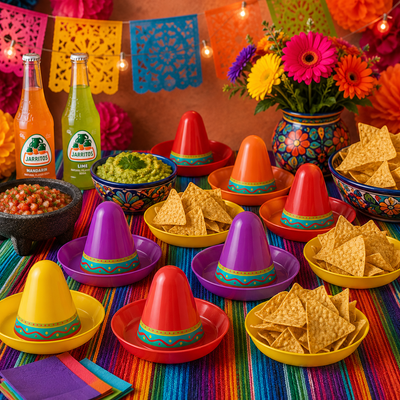 Mini Sombrero Platos Assorted Fiesta Mexico (x8u)