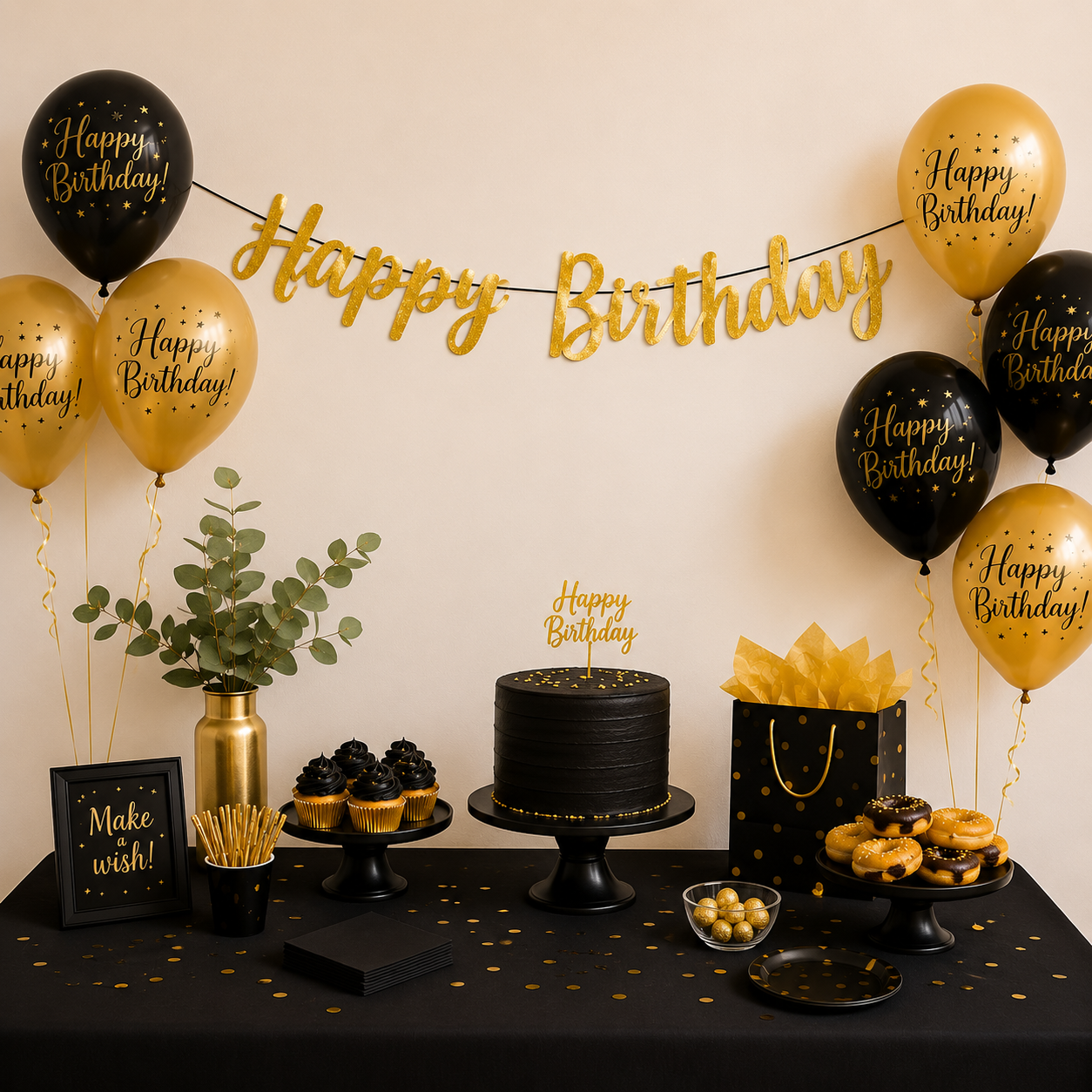 Gold Birthday Glitter Letter Banner 12ft (x1u)