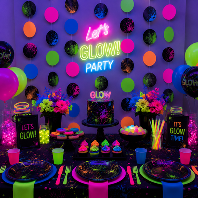 Glow Party Neon Circle Backdrop