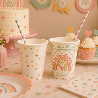 Retro Rainbow Vasos (x8u)