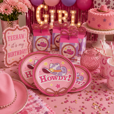Disco Country Cowgirl Plates 7" (x8u)