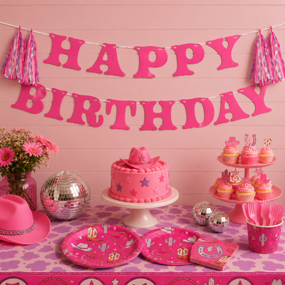 Disco Country Cowgirl Happy Birthday Banner (x1u)