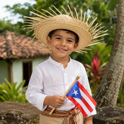 Pava Sombrero Jibaro Niño Boricua (x1u)