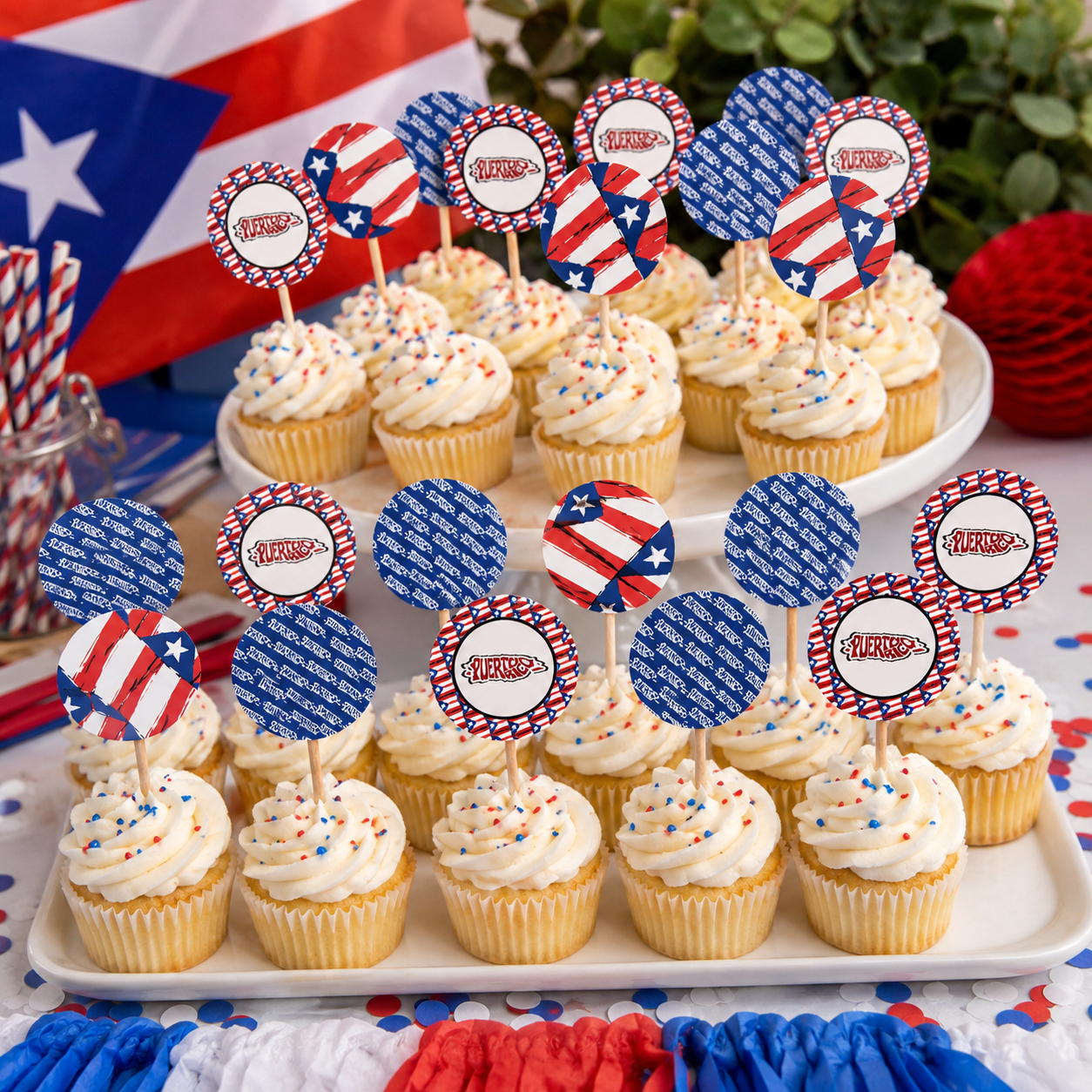 Palillos Decoradores Cupcake Puerto Rico (x12u)