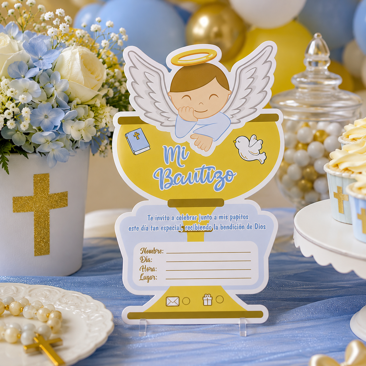 Invitaciones Mi Bautizo Niño (x6u)